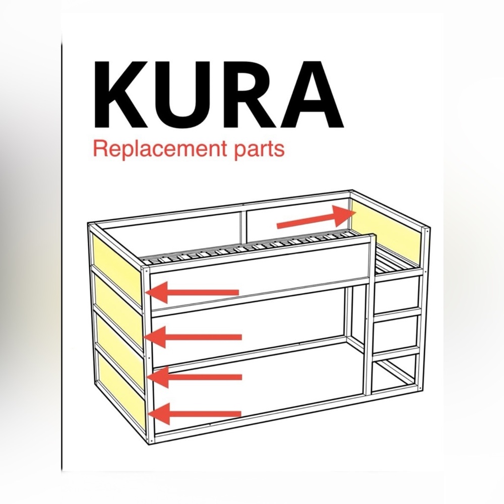 IKEA KURA bed insert white board 38x9 3/4" Replacement board
